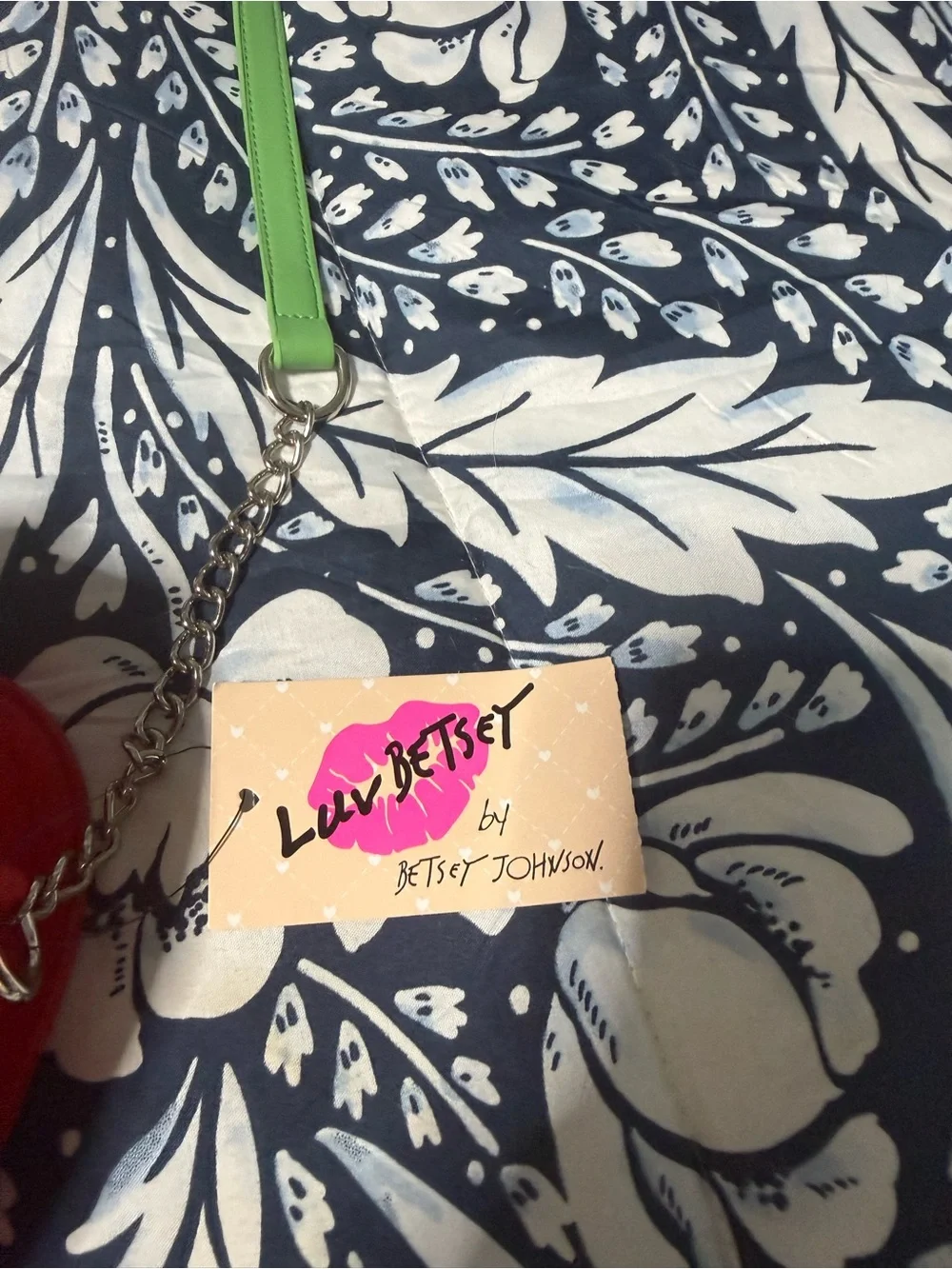 Betsey Johnson Red Strawberry Crossbody with Green Strap